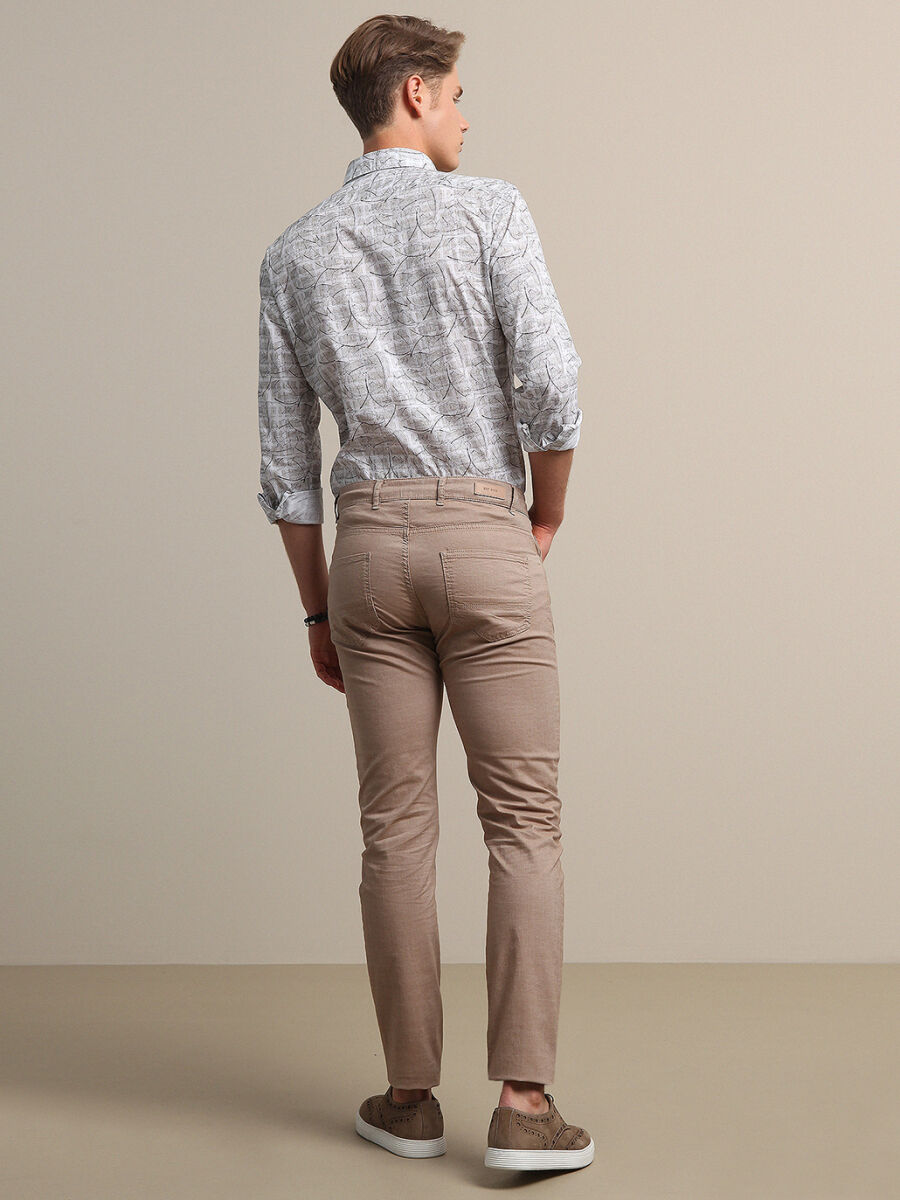 Somon Dokuma Slim Fit Casual Pamuk Karışımlı Pantolon - 3