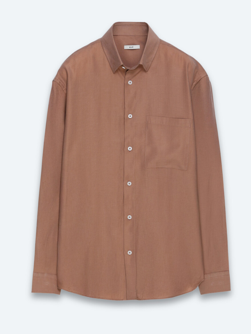 Somon Düz Oversize Fit Dokuma Casual Gömlek - 6