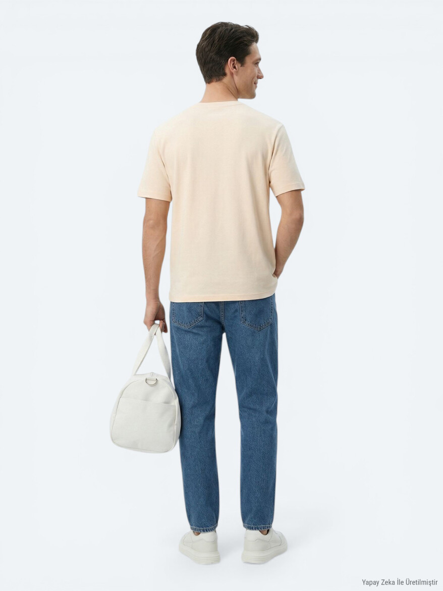 Somon Düz Pamuk Karışımlı T-Shirt - 4