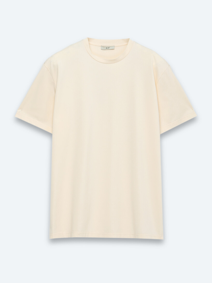 Somon Düz Pamuk Karışımlı T-Shirt - 5