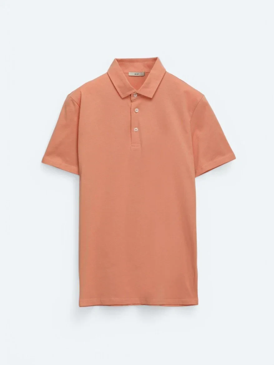 Somon Düz Polo Yaka %100 Pamuk T-Shirt - 7