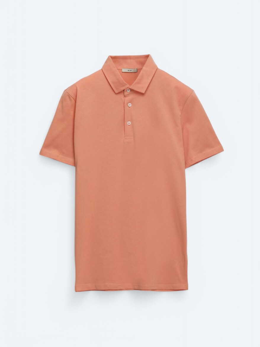 Somon Düz Polo Yaka %100 Pamuk T-Shirt - 7