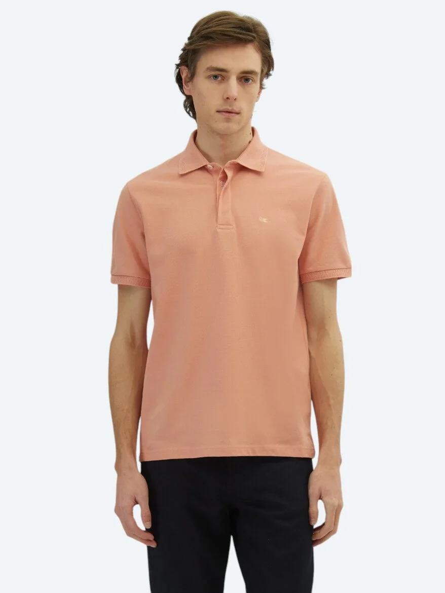 Somon Düz Polo Yaka %100 Pamuk T-Shirt - 1