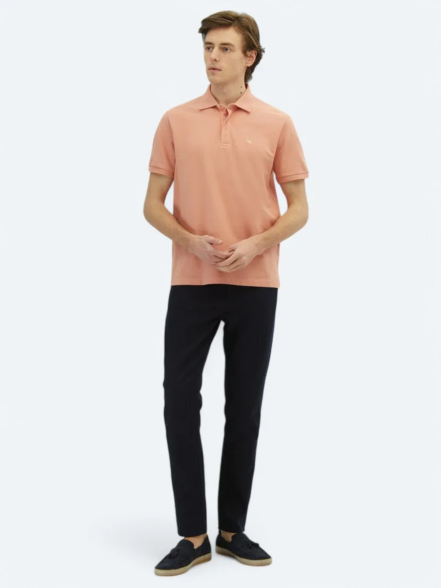 Somon Düz Polo Yaka %100 Pamuk T-Shirt - 2