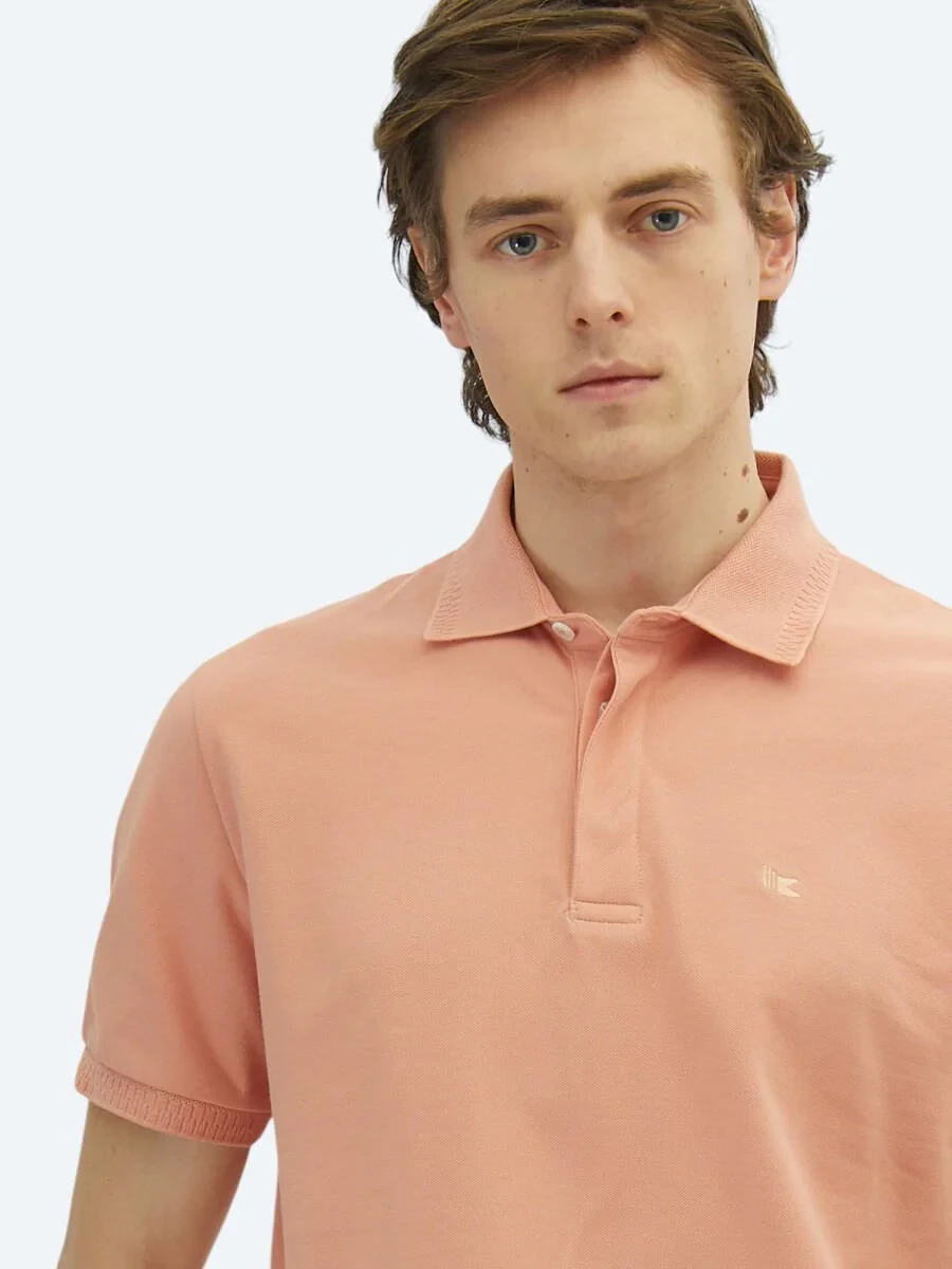 Somon Düz Polo Yaka %100 Pamuk T-Shirt - 3