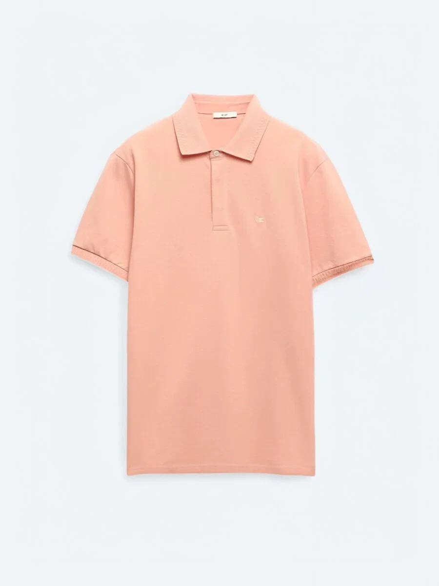 Somon Düz Polo Yaka %100 Pamuk T-Shirt - 5