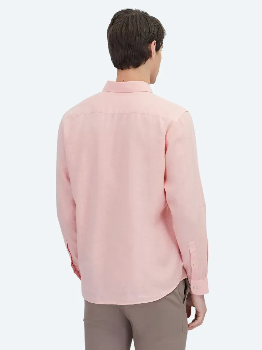 Somon Düz Regular Fit Dokuma Casual Pamuk Karışımlı Gömlek - 6
