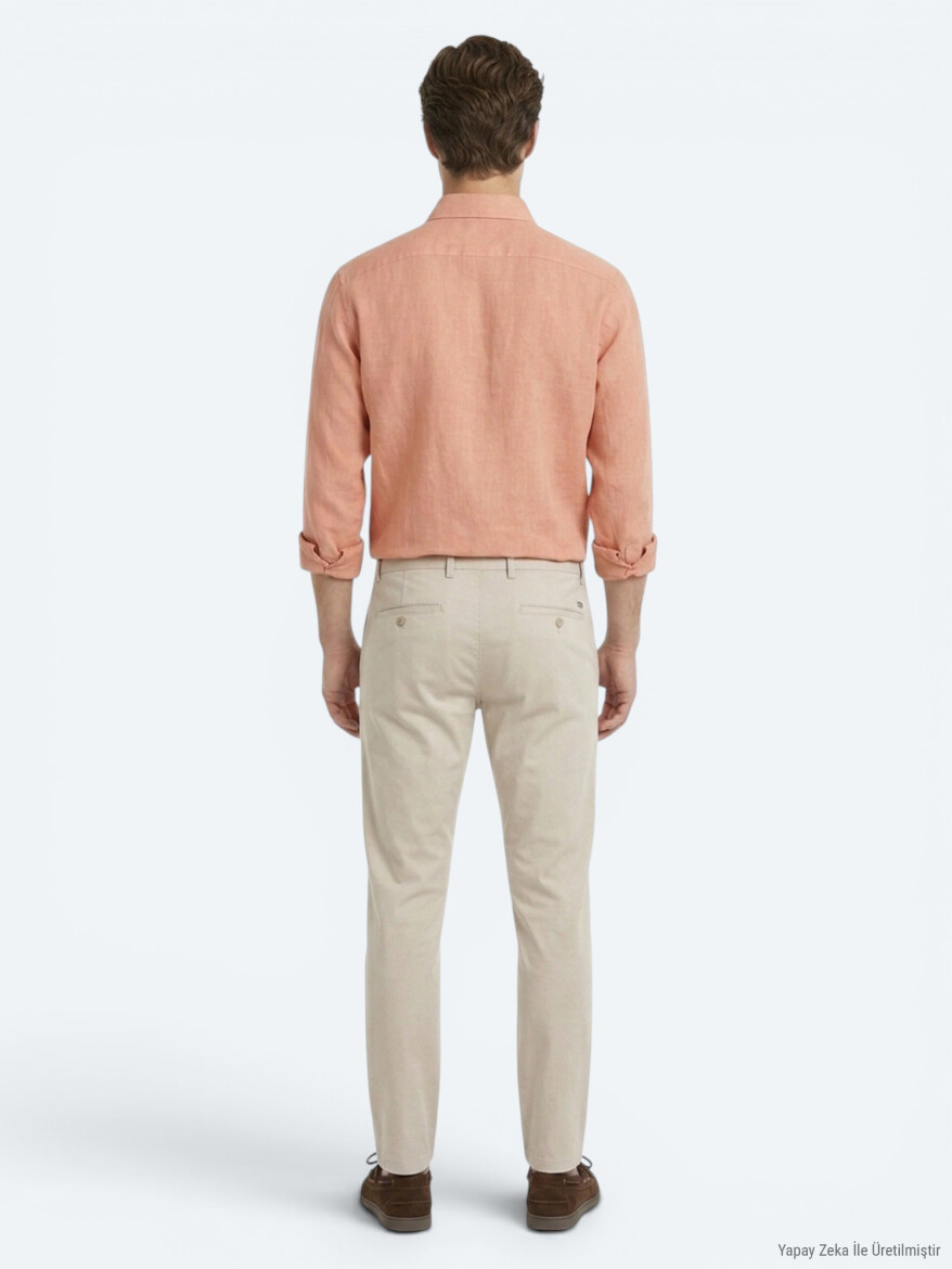 Somon Düz Regular Fit Uzun Dokuma Casual Pamuk Karışımlı Gömlek - 5