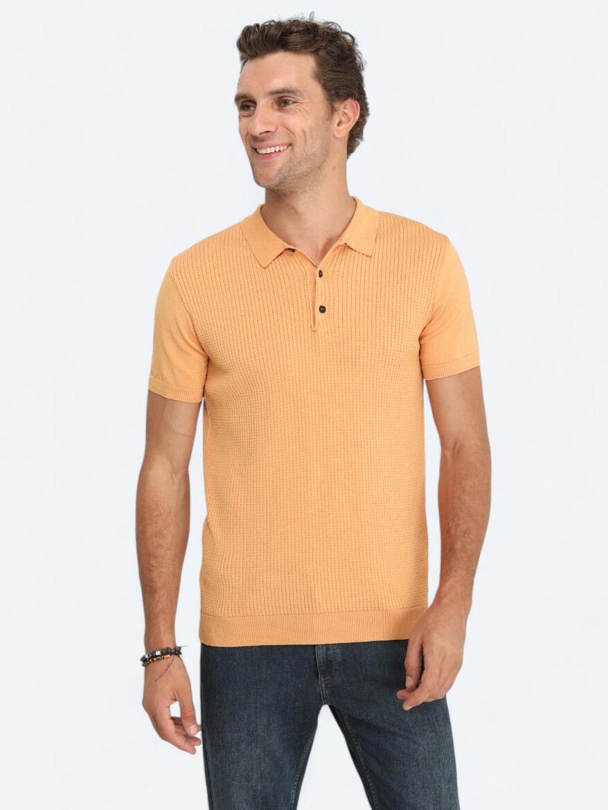 Somon Polo Yaka Jakarlı Triko - 2