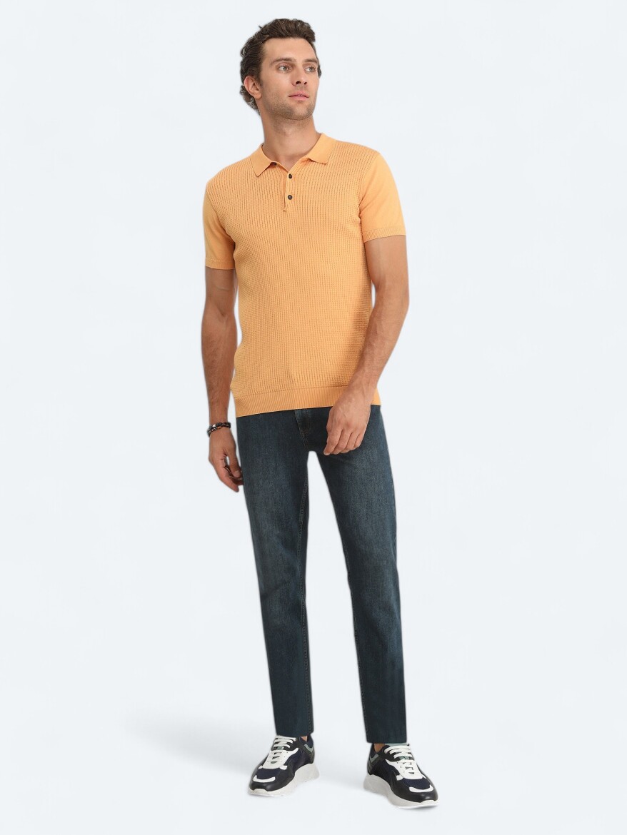 Somon Polo Yaka Jakarlı Triko - 3