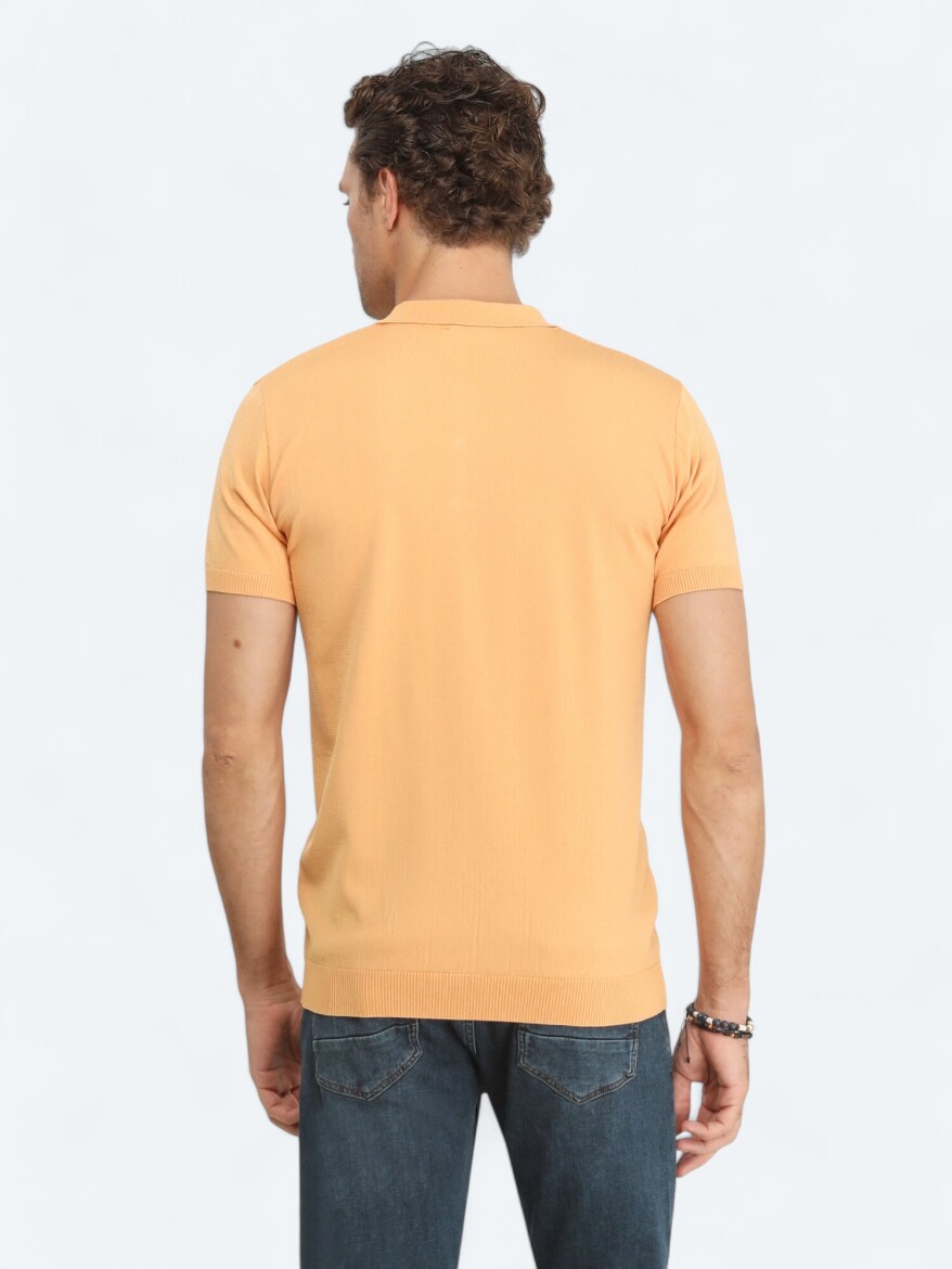 Somon Polo Yaka Jakarlı Triko - 5
