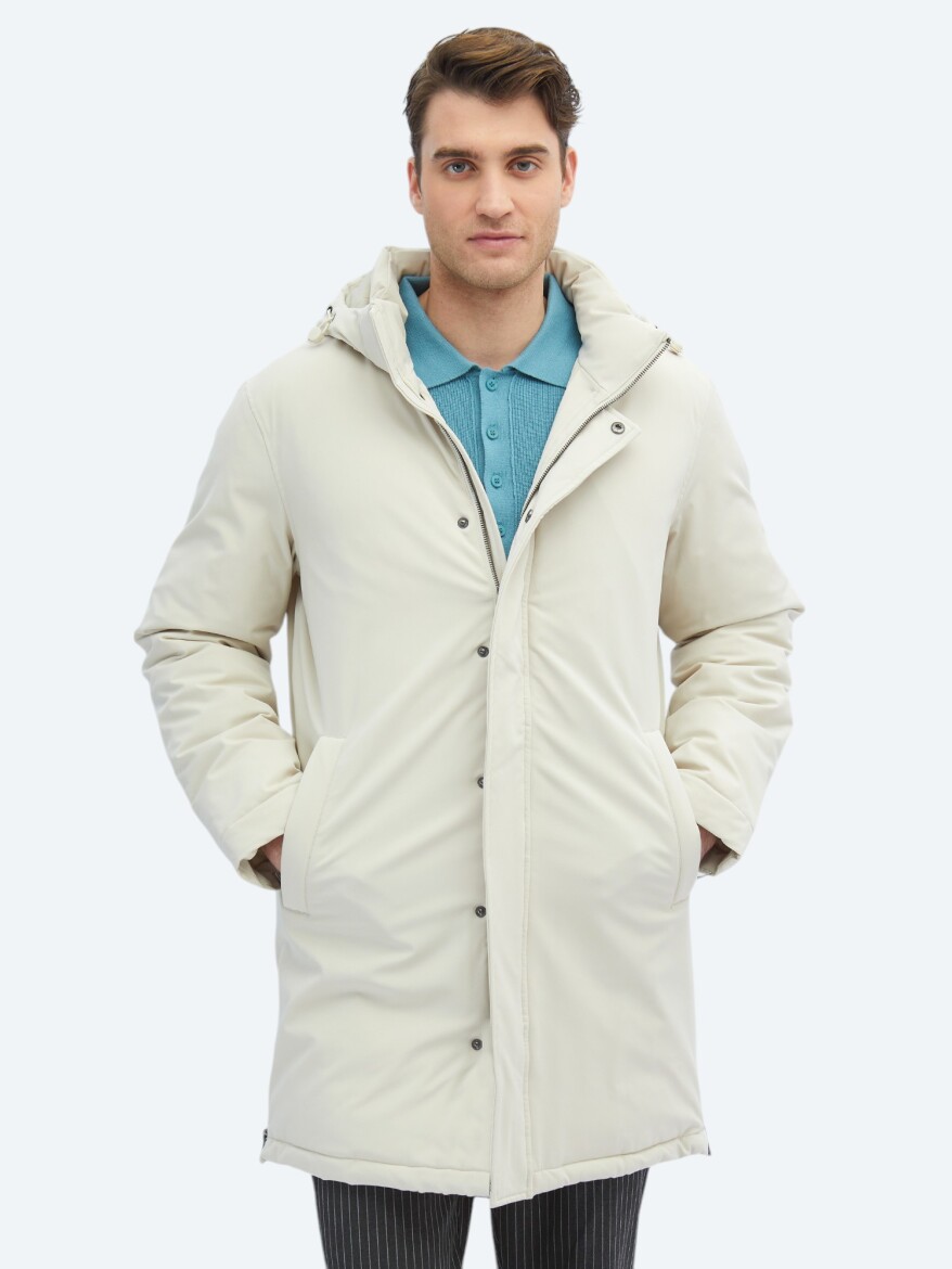 Stone Comfort Fit Hooded Casual Weaving Coat 