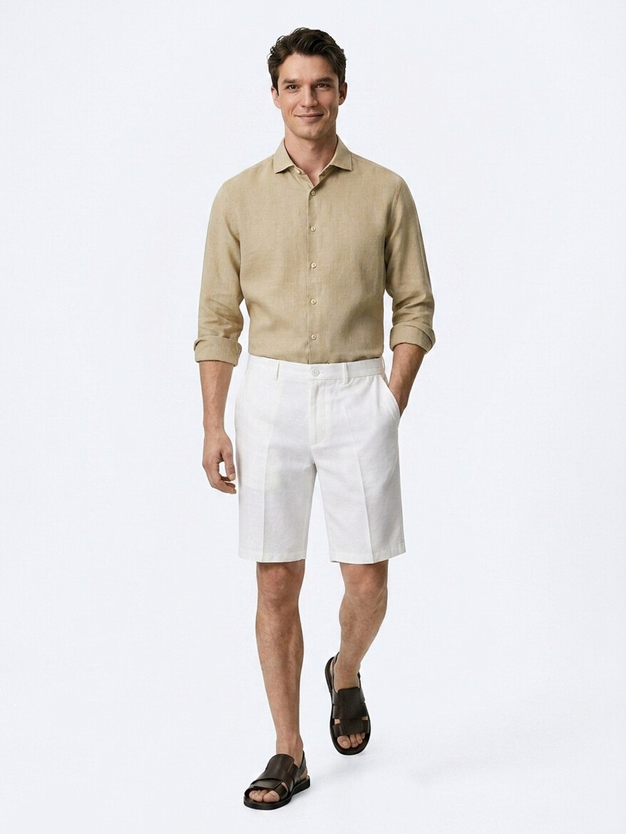 Stone Material Jogging Fit Casual Cotton Blended Bermuda - 3