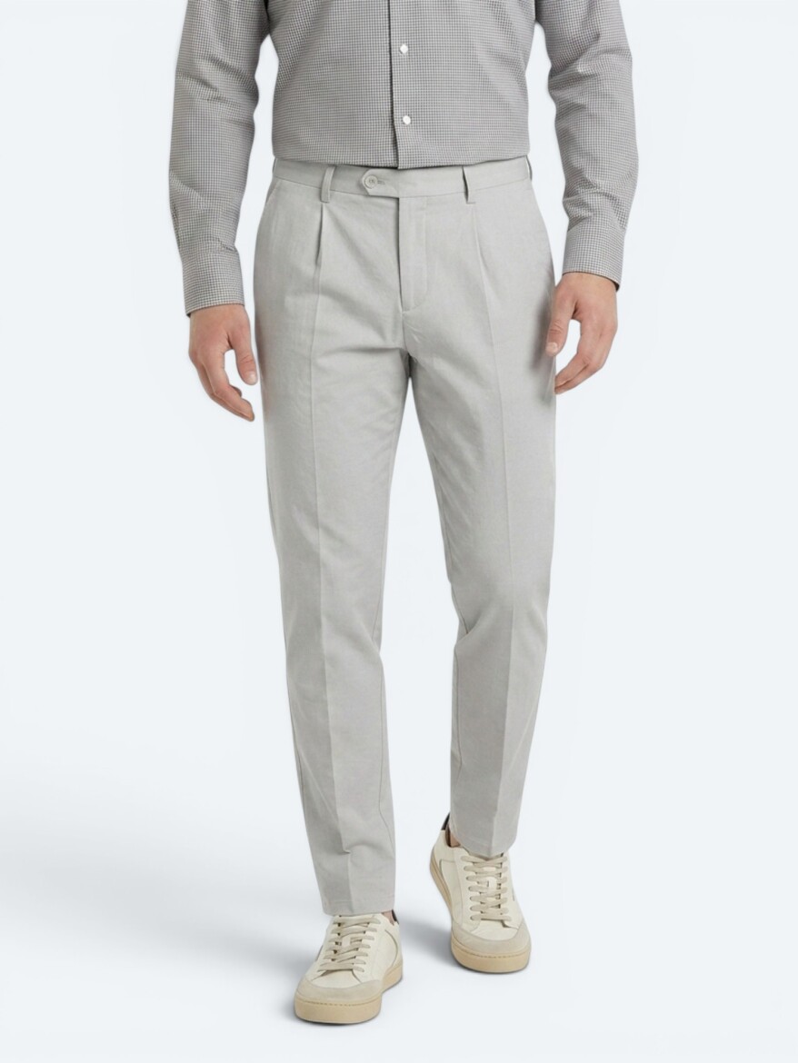 Stone Material Relaxed Fit Casual Cotton Blended Trousers - 3