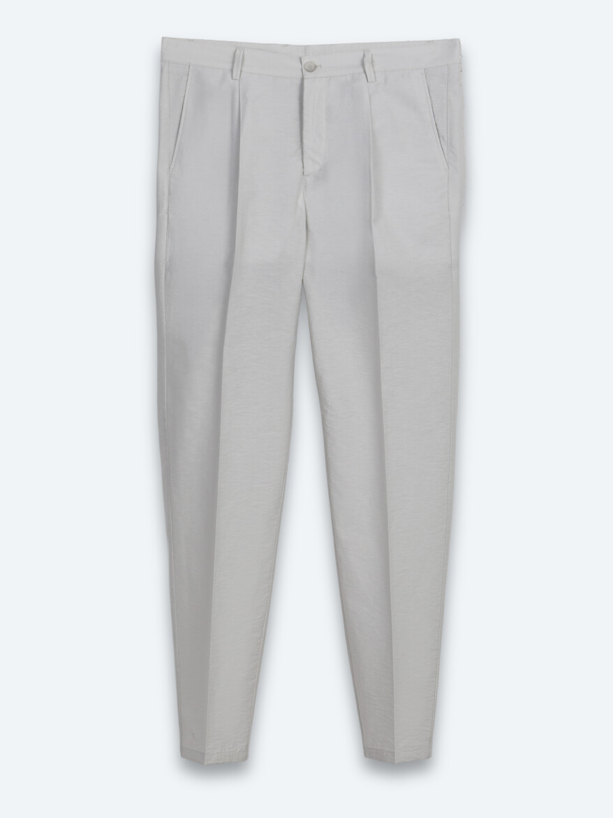 Stone Material Relaxed Fit Casual Cotton Blended Trousers - 6