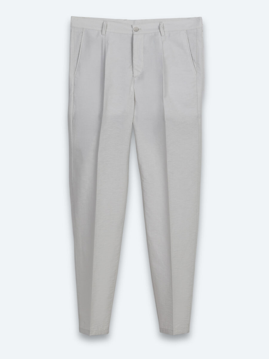 Stone Material Relaxed Fit Casual Cotton Blended Trousers - 6