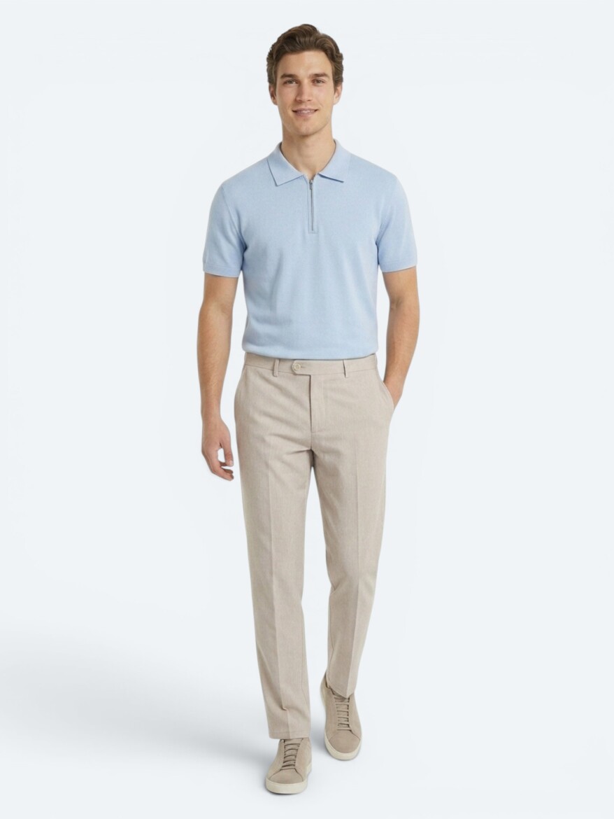 Stone Material Relaxed Fit Casual Linen Blended Trousers 