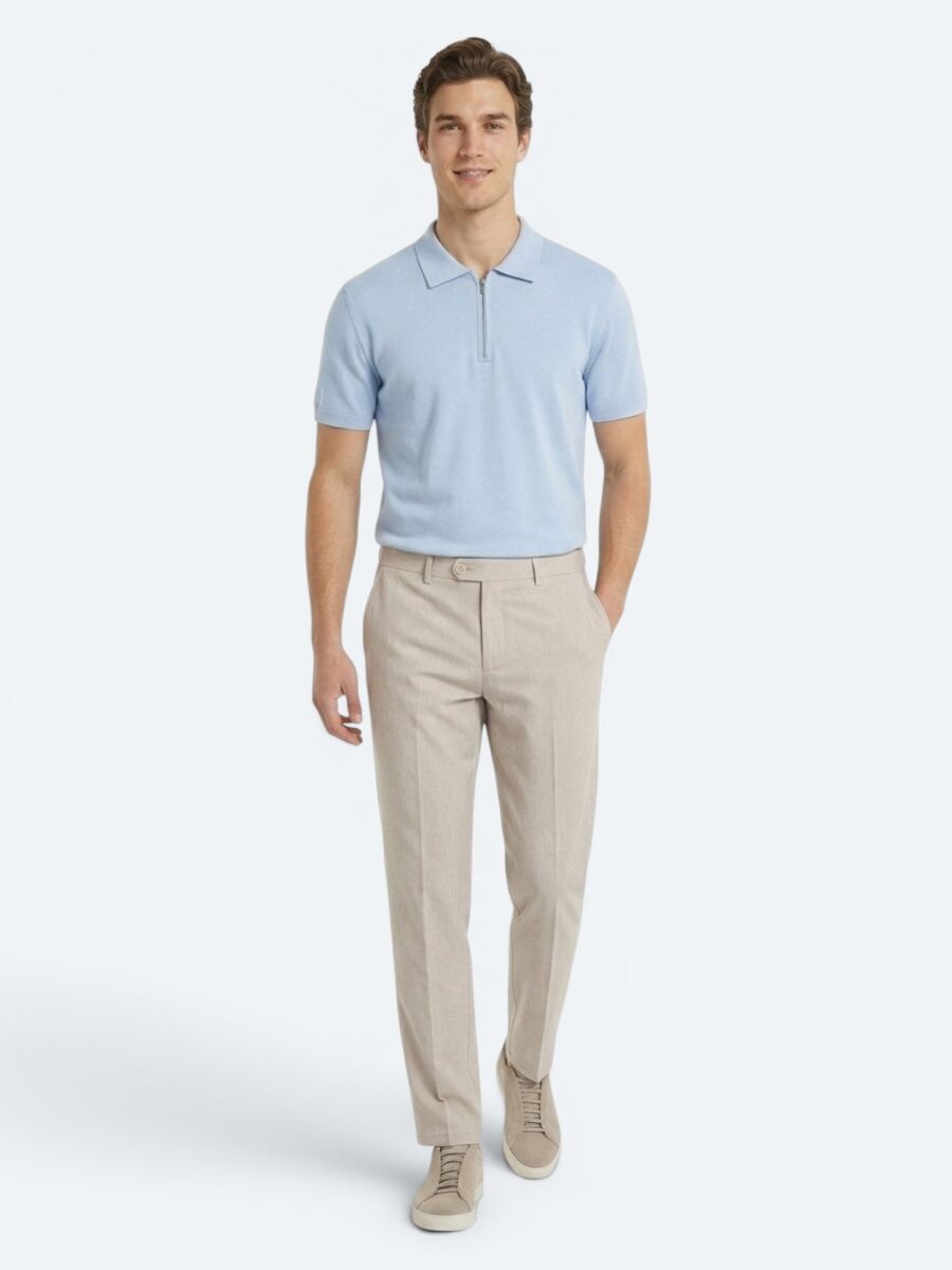 Stone Material Relaxed Fit Casual Linen Blended Trousers - 1
