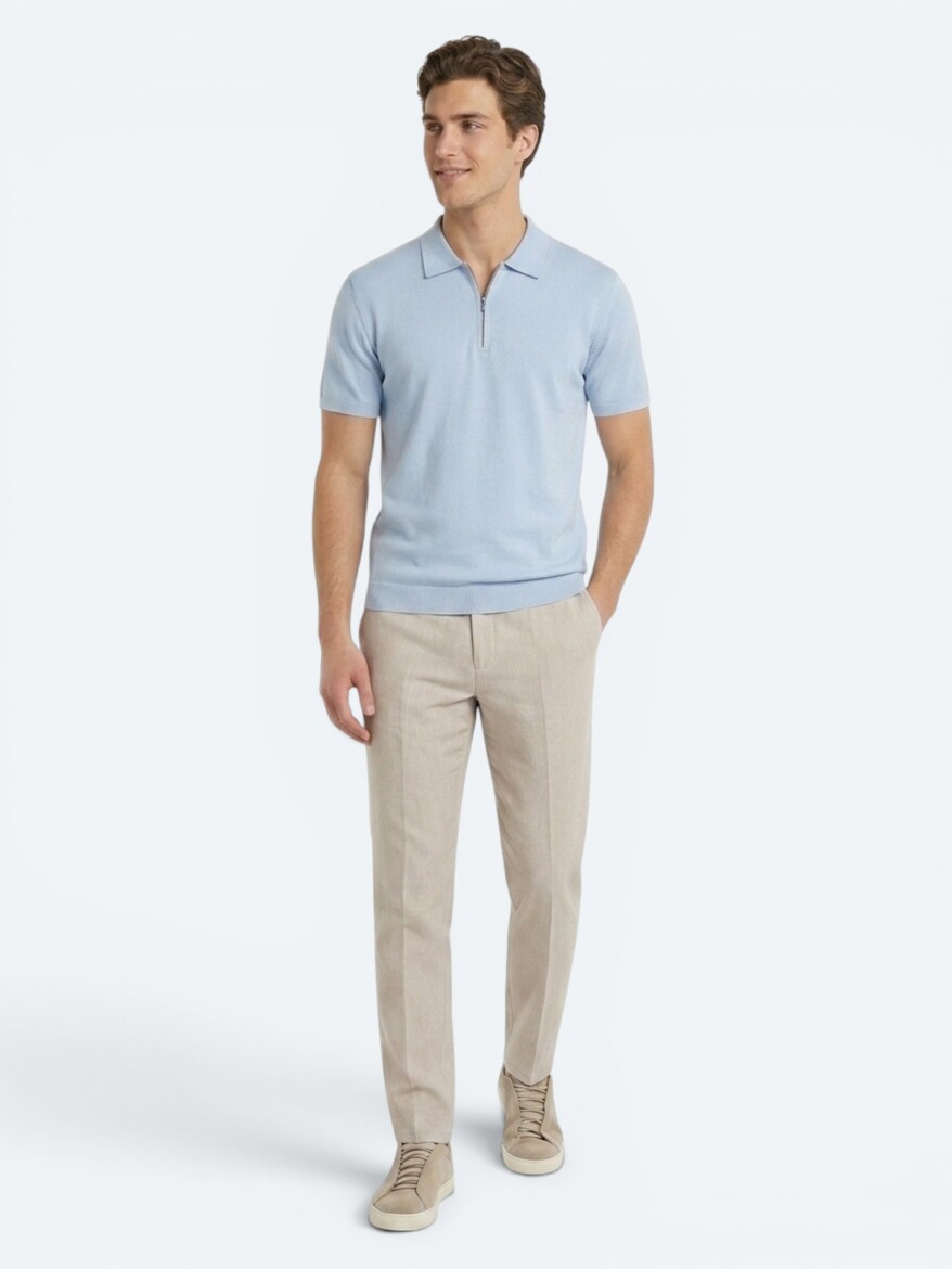 Stone Material Relaxed Fit Casual Linen Blended Trousers - 3