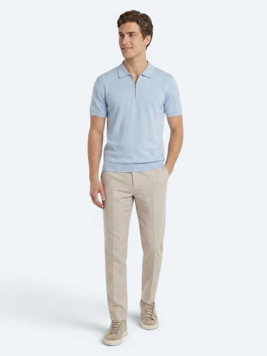 Stone Material Relaxed Fit Casual Linen Blended Trousers - 3