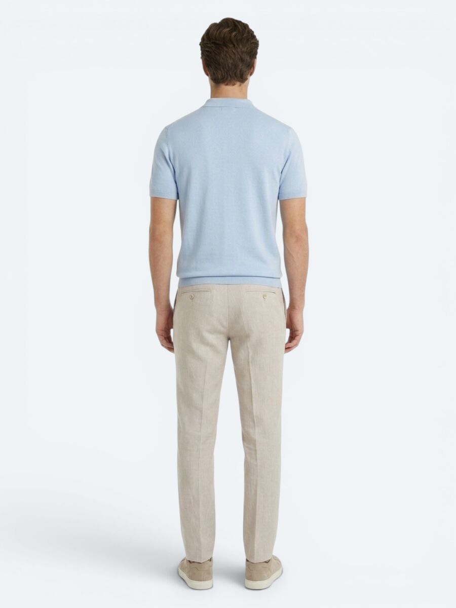 Stone Material Relaxed Fit Casual Linen Blended Trousers - 5