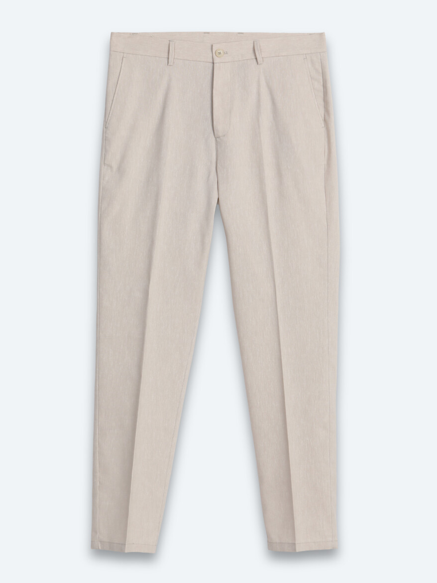 Stone Material Relaxed Fit Casual Linen Blended Trousers - 6