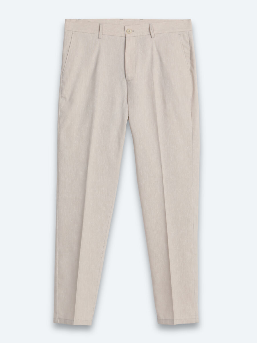 Stone Material Relaxed Fit Casual Linen Blended Trousers - 6