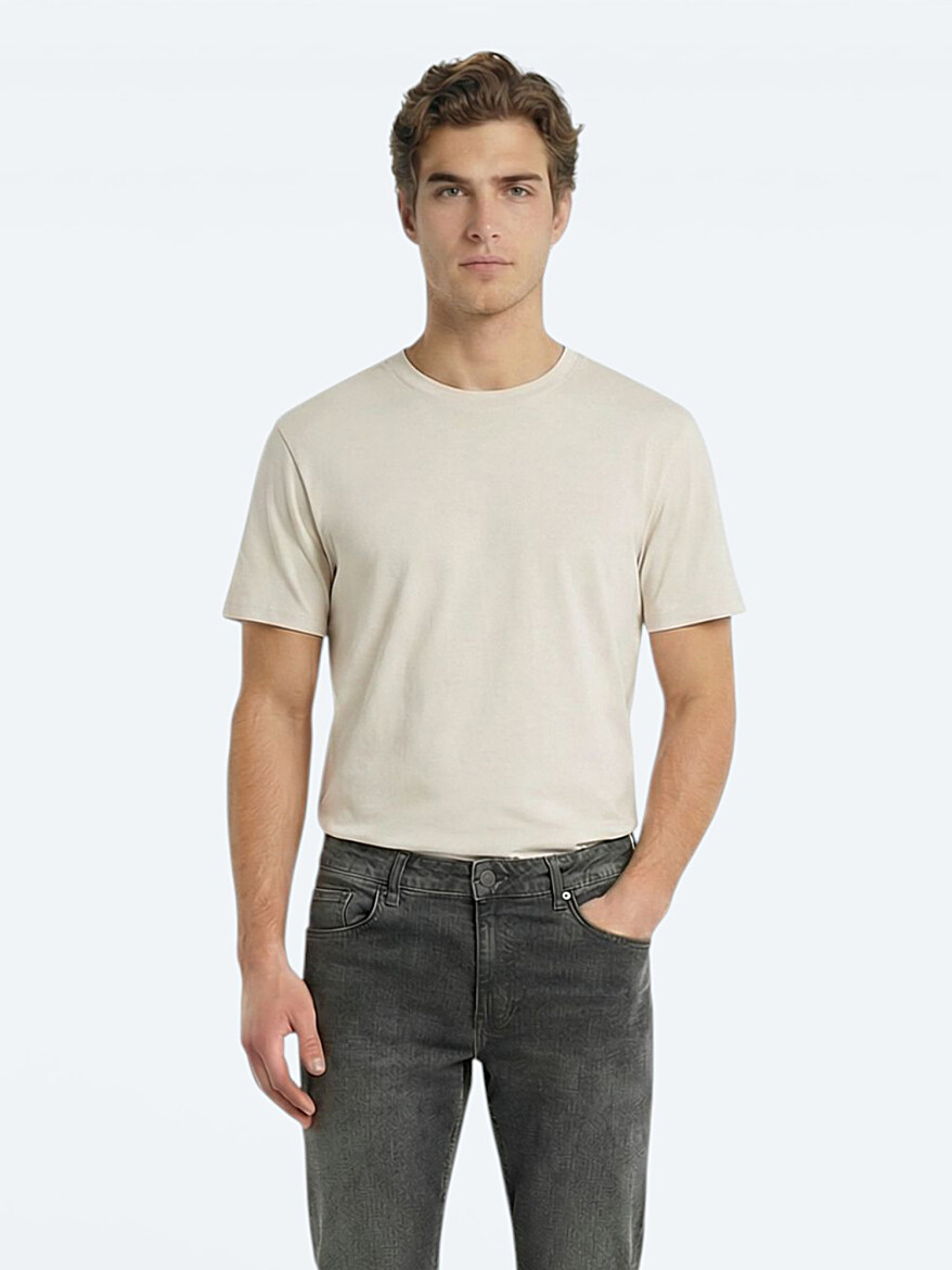 Stone Plain 100% Cotton T-Shirt - 1