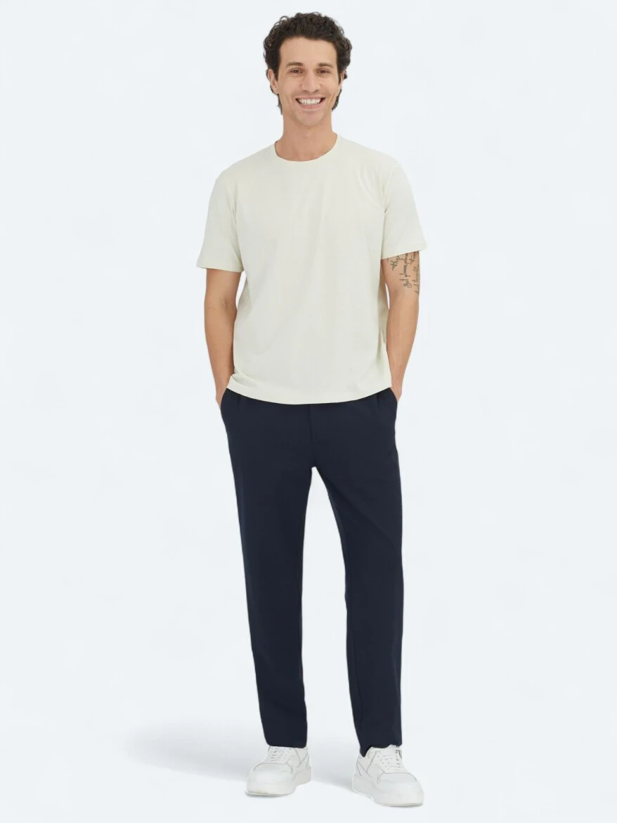 Stone Plain Crew Neck 100% Cotton T-Shirt - 2