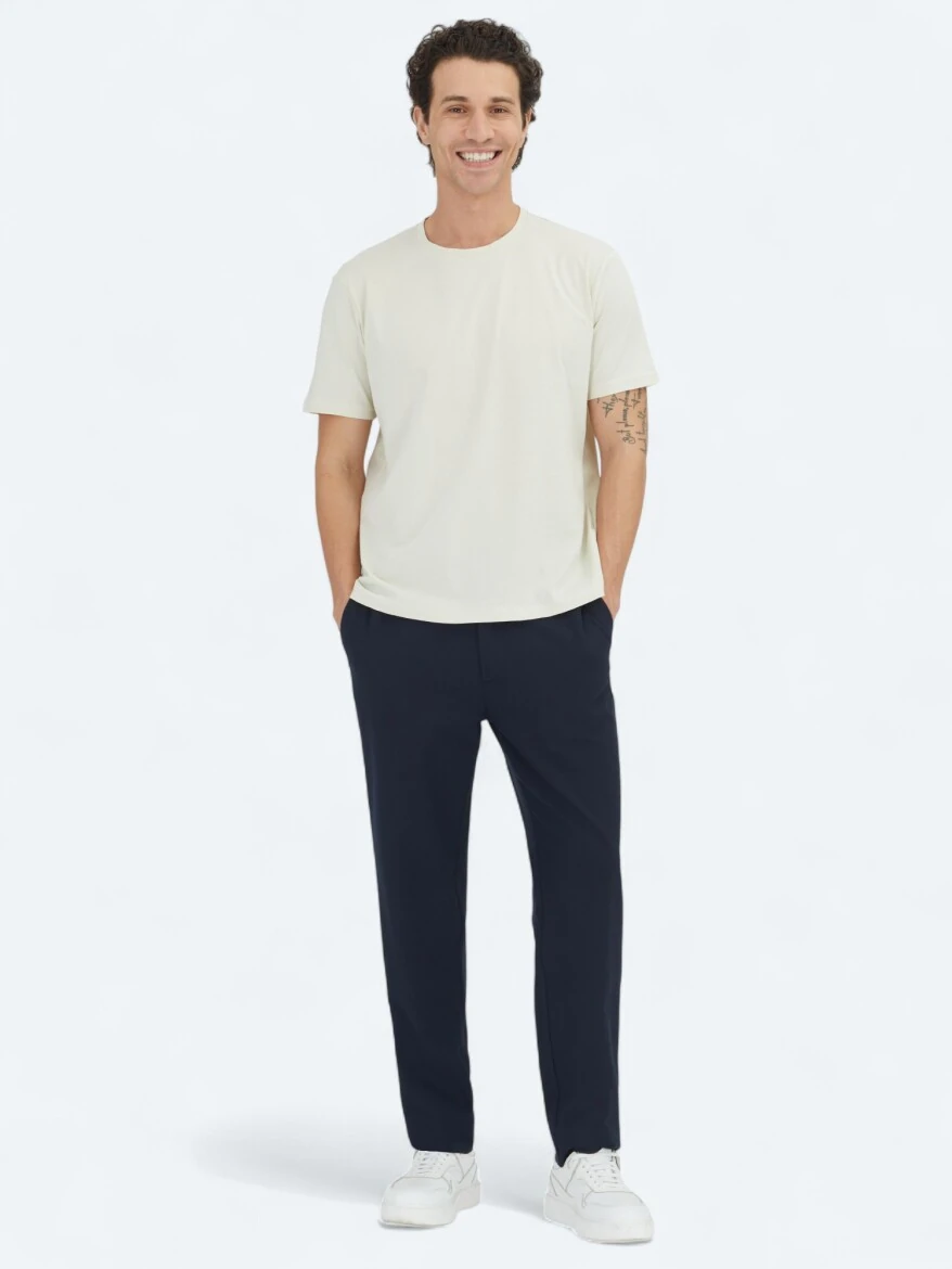 Stone Plain Crew Neck 100% Cotton T-Shirt - KİP