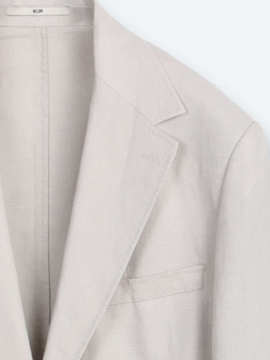 Stone Plain Modern Fit 100% Linen Jacket - 7