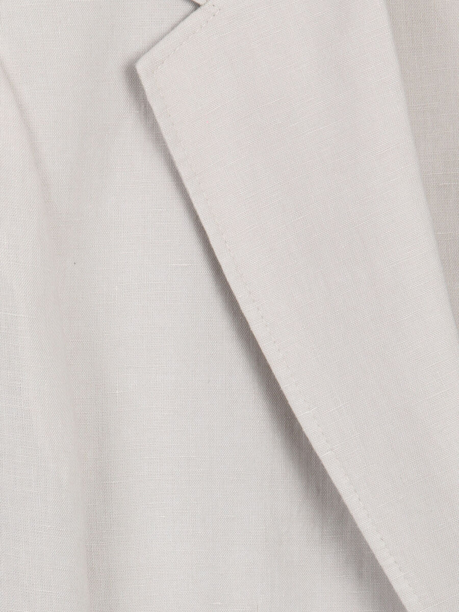 Stone Plain Modern Fit 100% Linen Jacket - 9