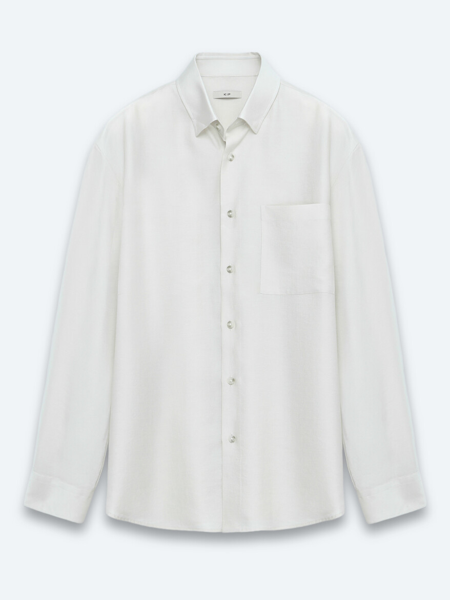 Stone Plain Oversize Fit Long Weaving Casual Shirt - 5