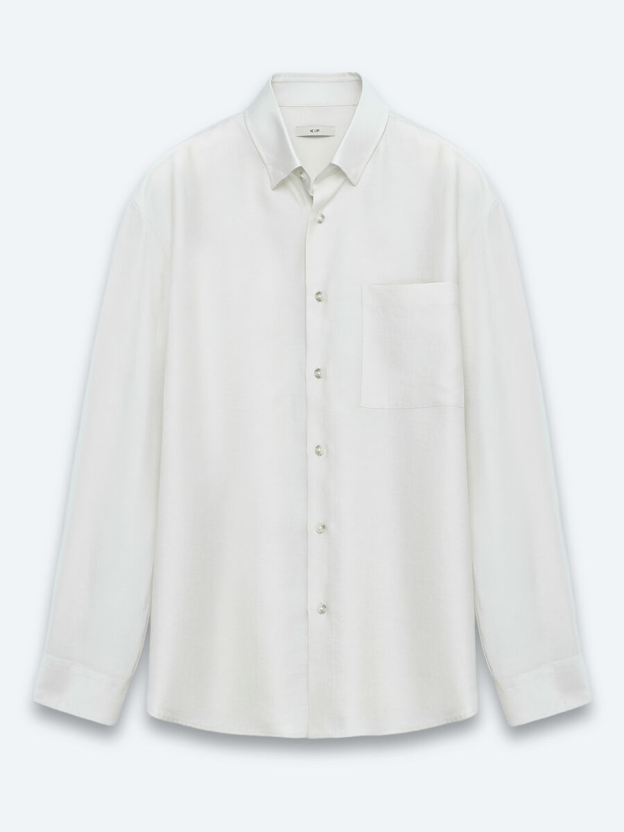 Stone Plain Oversize Fit Long Weaving Casual Shirt - 5