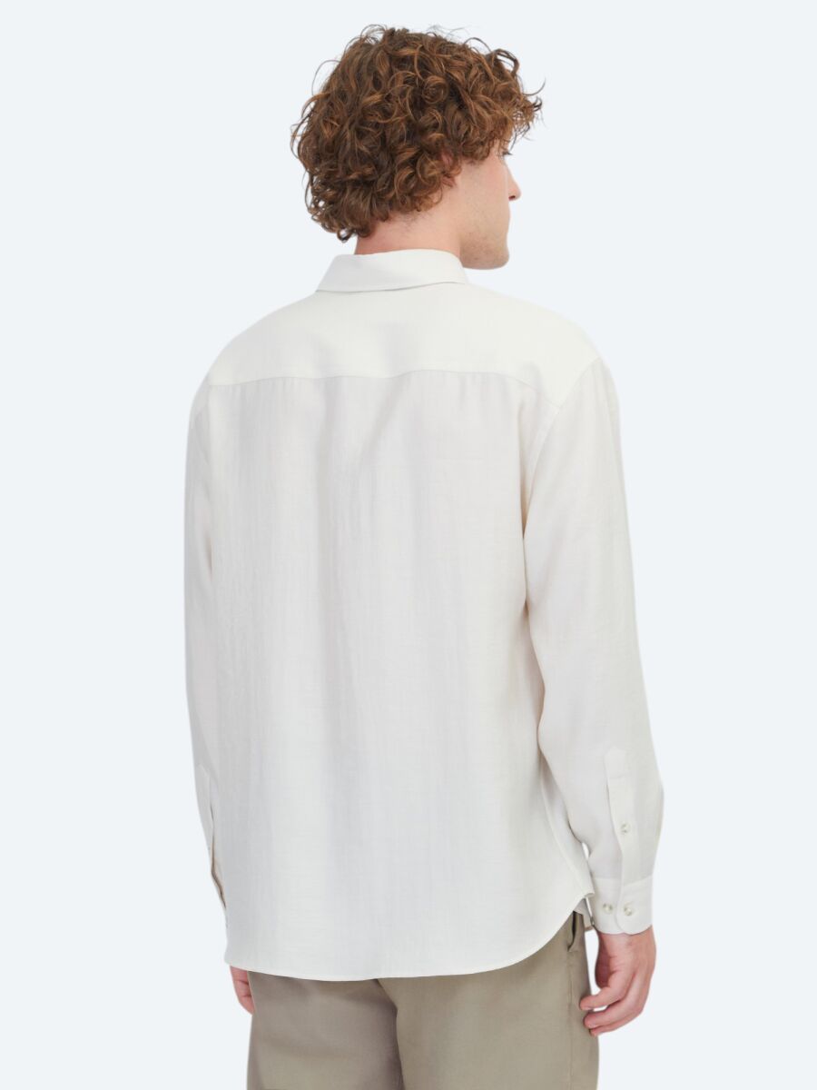 Stone Plain Oversize Fit Weaving Casual Shirt - 6