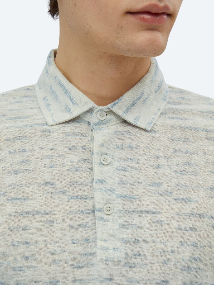 Stone Printed Polo Neck Cotton Blended T-Shirt - 4