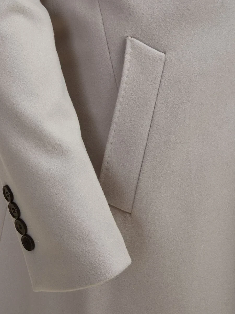 Stone Regular Fit Butterfly Collar Classical Knitting Overcoat - 3