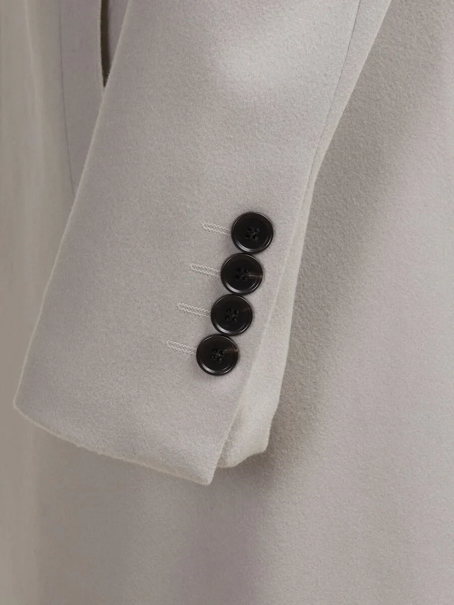 Stone Regular Fit Butterfly Collar Classical Knitting Overcoat - 4