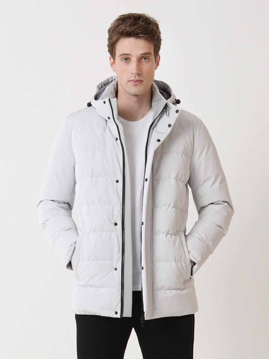 Stone Regular Fit Hooded Casual Weaving Coat - 1