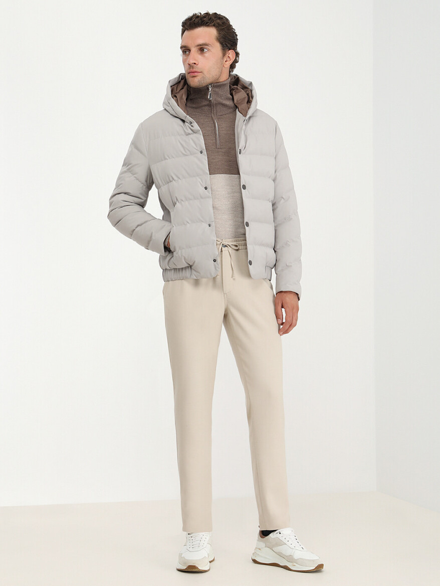 Stone Regular Fit Hooded Casual Weaving Coat - 3