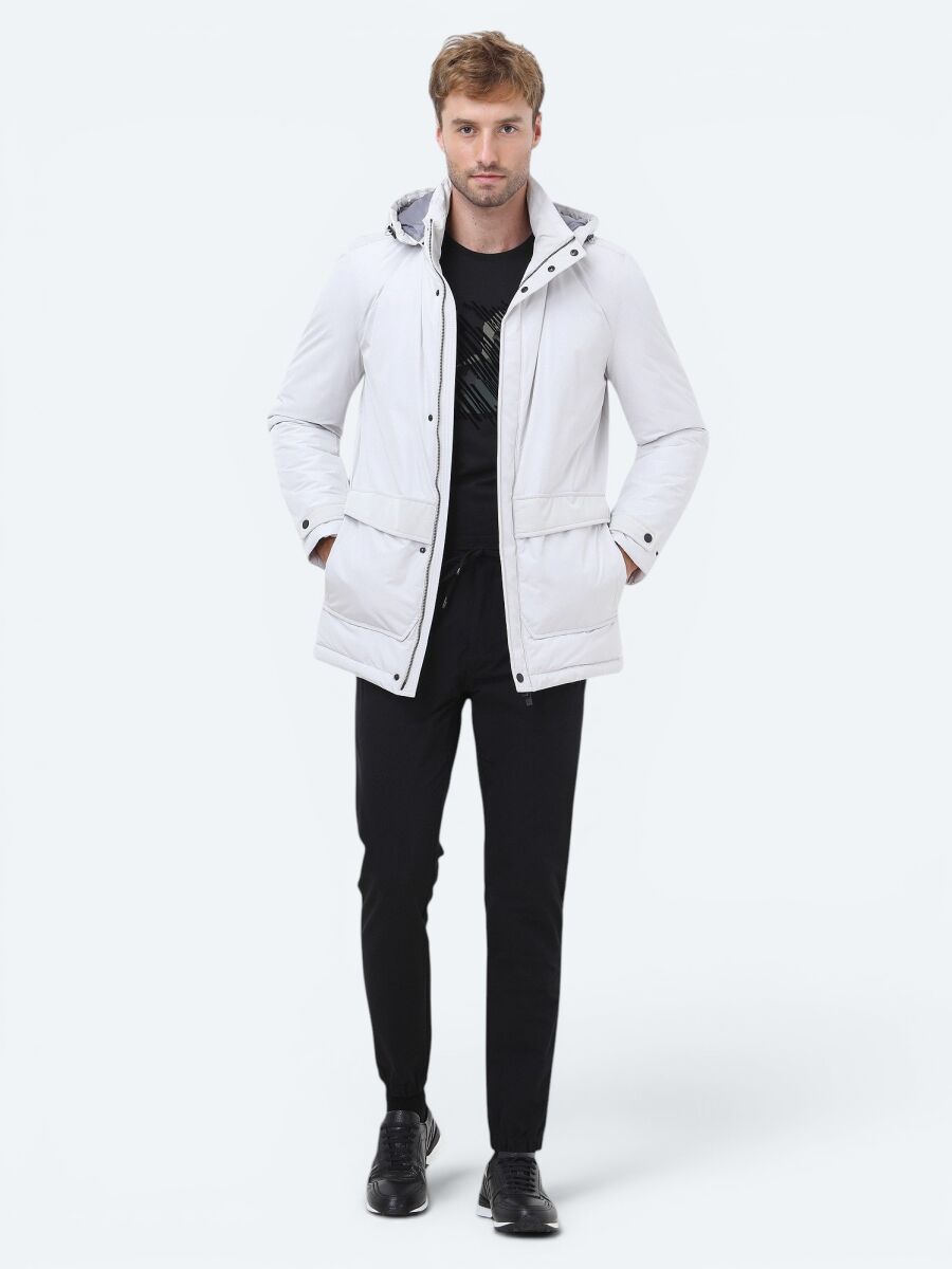 Stone Regular Fit Hooded Casual Weaving Coat - 4