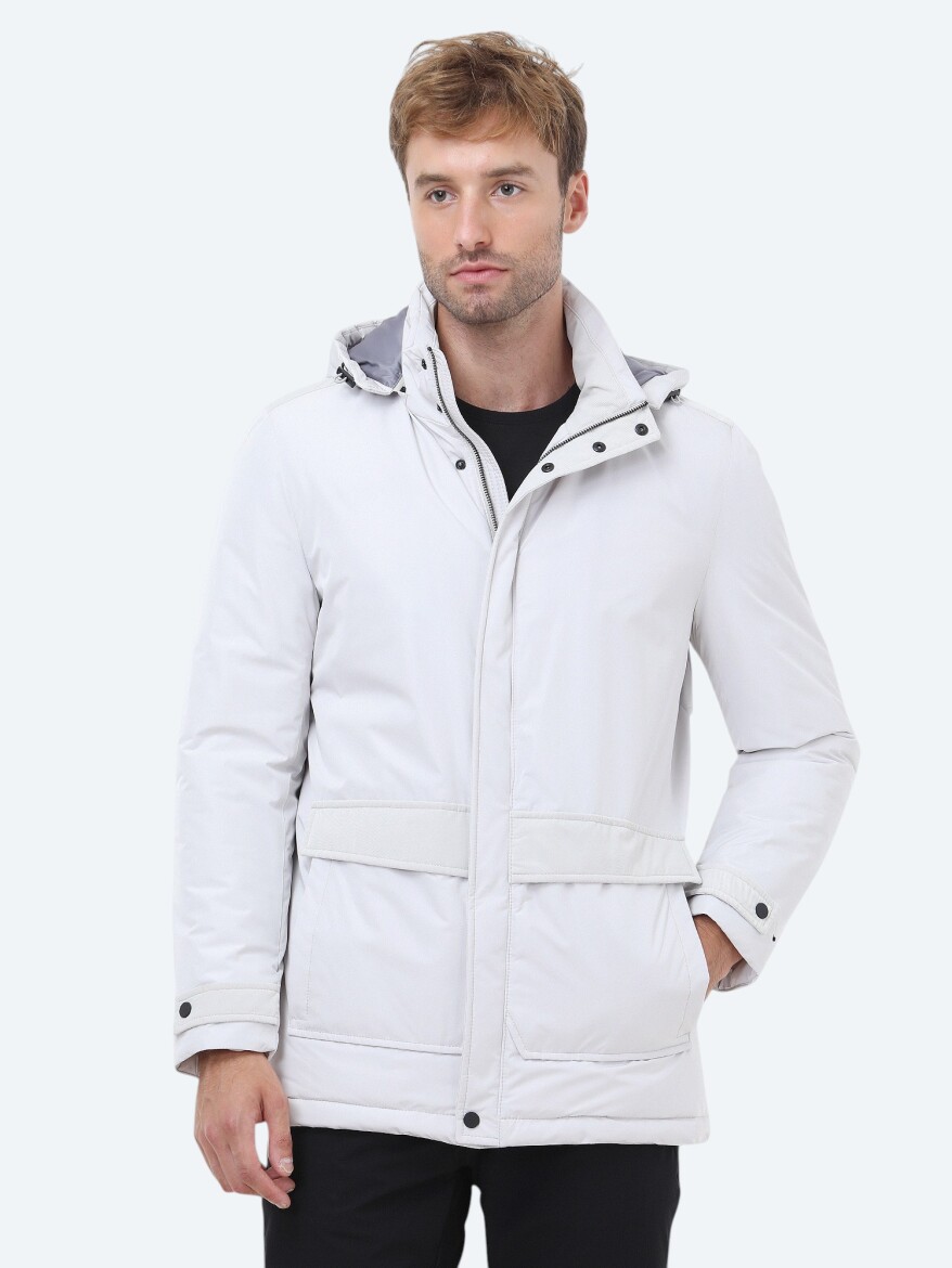 Stone Regular Fit Hooded Casual Weaving Coat - 5