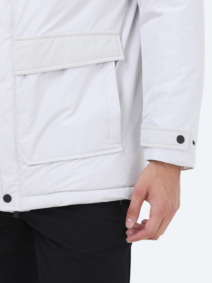 Stone Regular Fit Hooded Casual Weaving Coat - 6