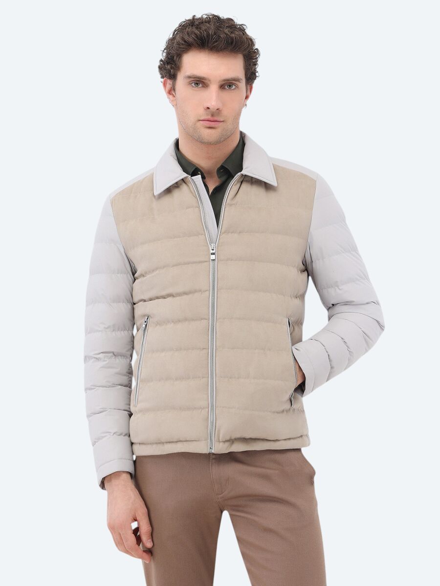 Stone Regular Fit Round Collar Casual Weaving Coat - 1