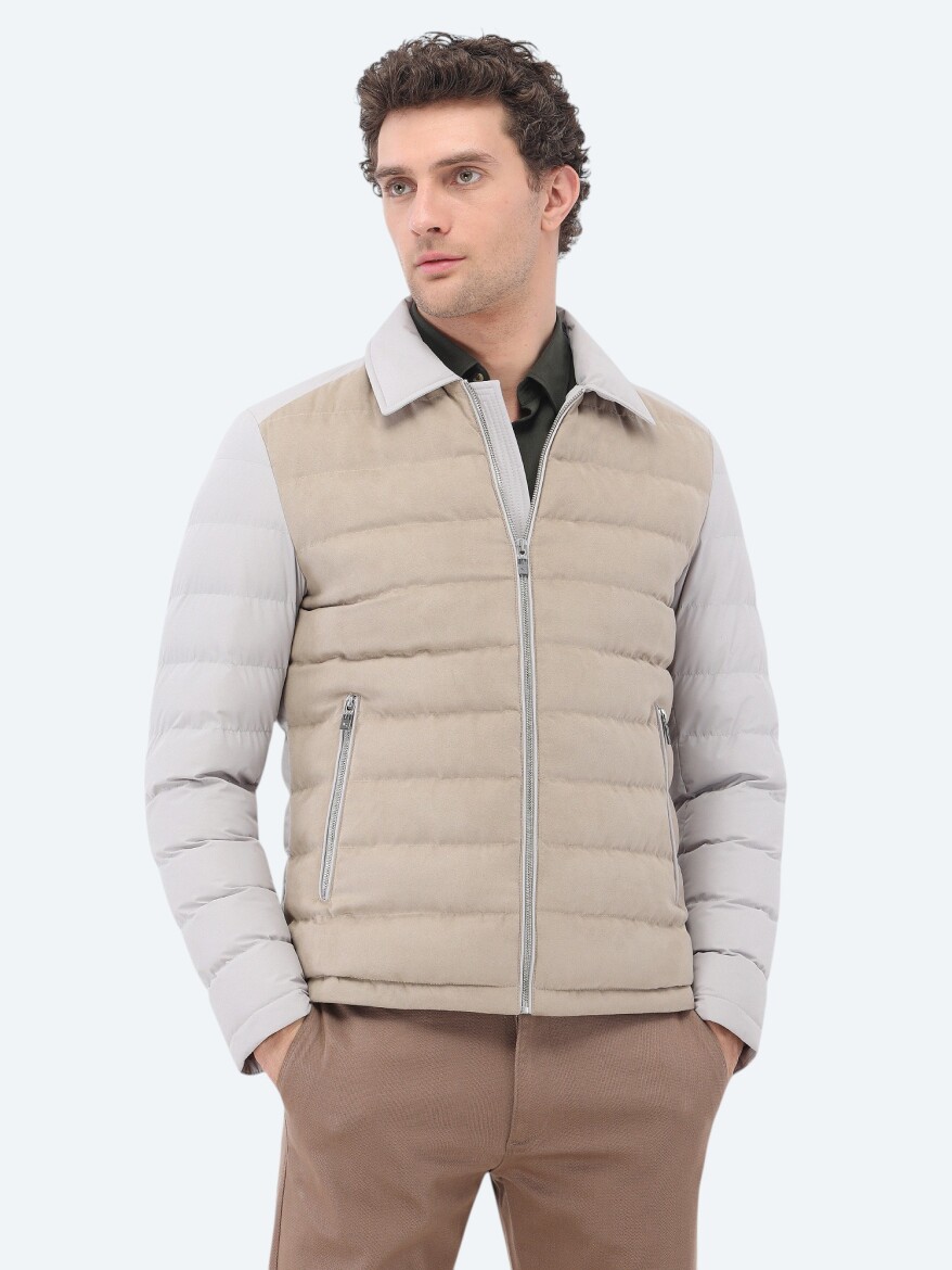 Stone Regular Fit Round Collar Casual Weaving Coat - 2