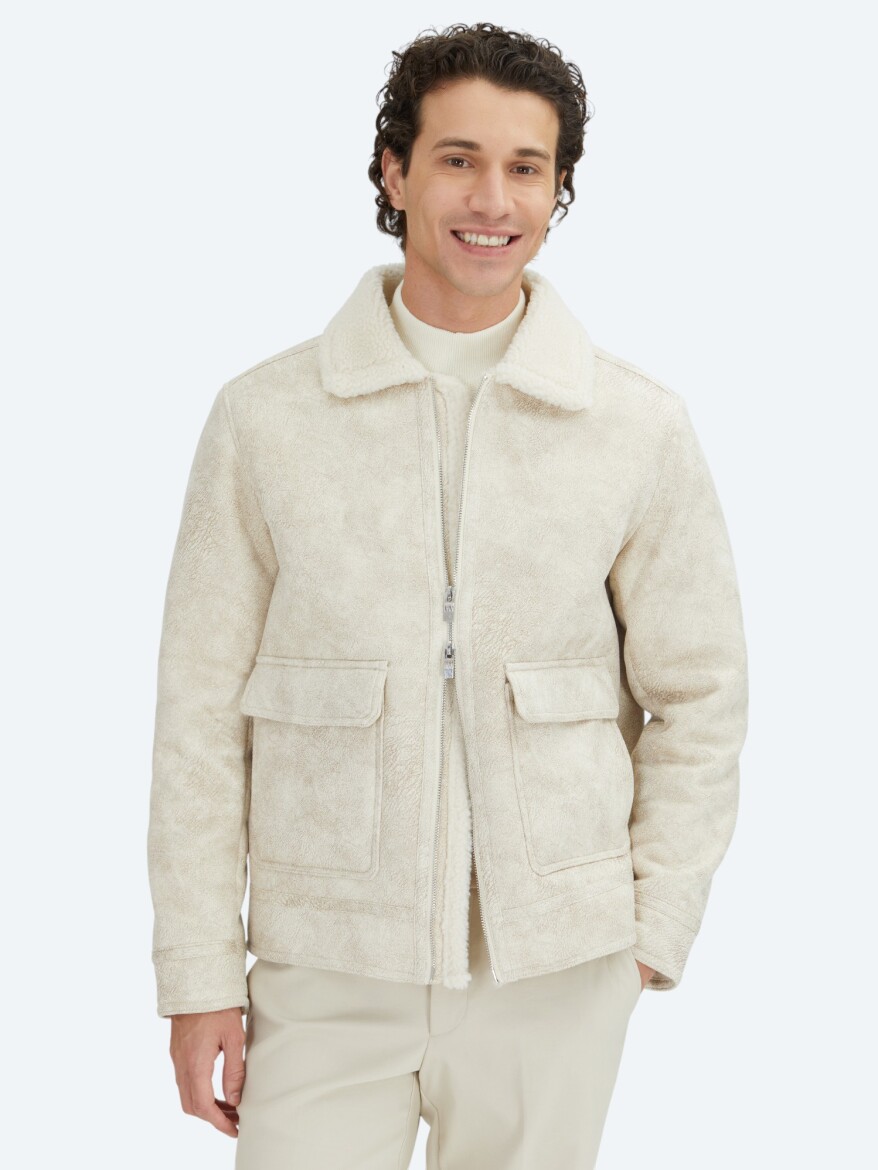 Stone Regular Fit Shirt Collar Casual Weaving Coat - 1