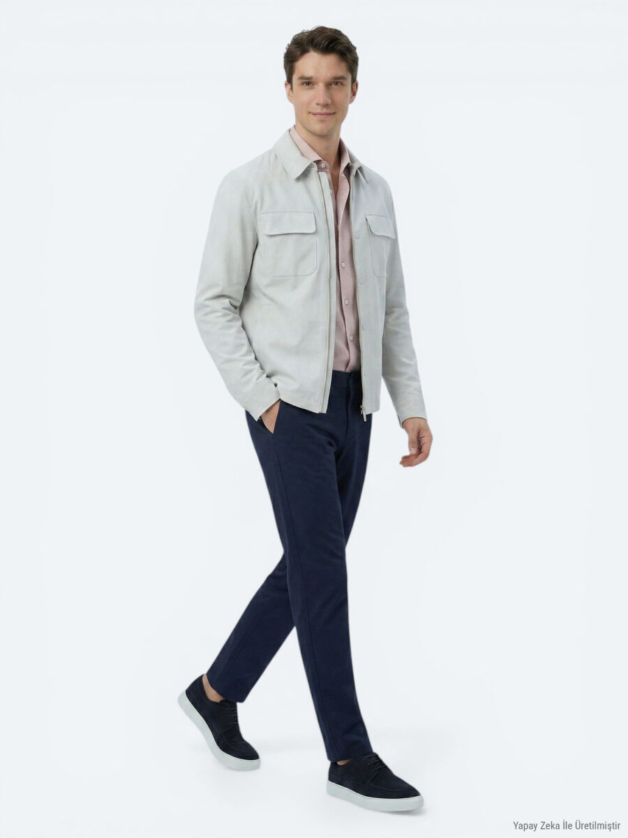 Stone Regular Fit Shirt Collar Casual Weaving Coat - 2