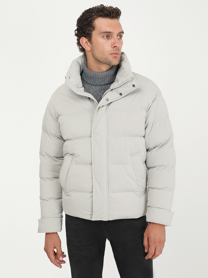 Stone Regular Fit Turtleneck Casual Weaving Coat - 5