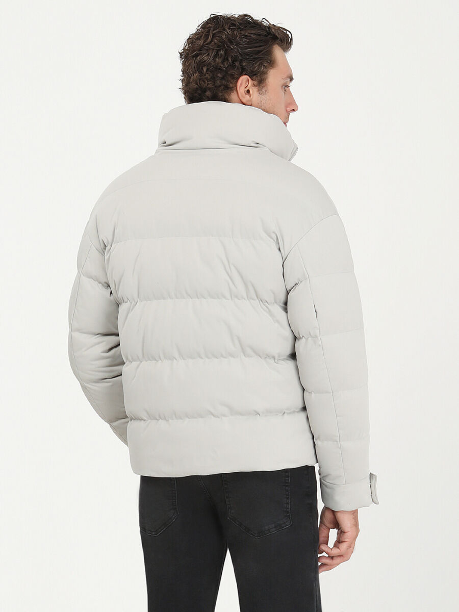 Stone Regular Fit Turtleneck Casual Weaving Coat - 6