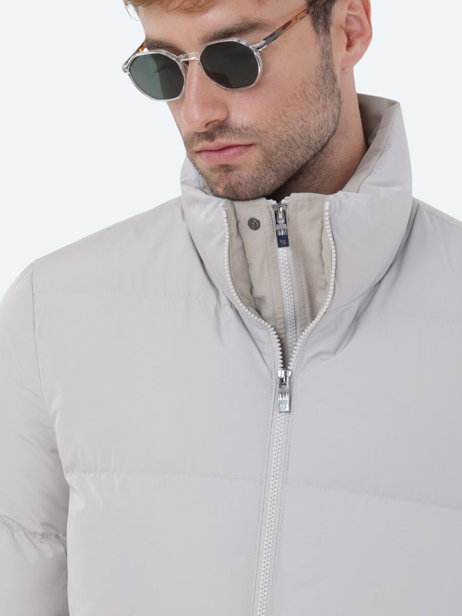 Stone Regular Fit Turtleneck Casual Weaving Coat - 5